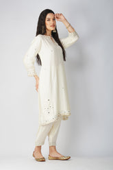 Royal White Ensemble: Embroidered Kurta with Salwar Set